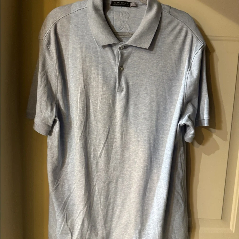 Banana‎ republic Men's Light Gray Polo Shirt Large